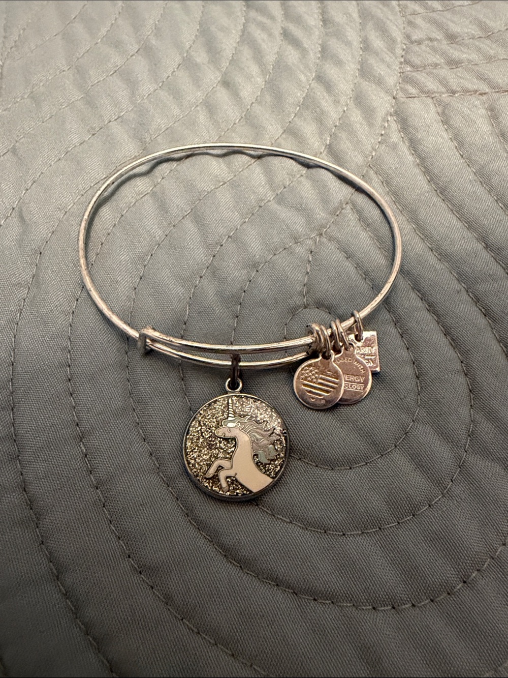 Alex and Ani - Silver-Tone Unicorn Charm Bangle Bracelet - Women Jewelry